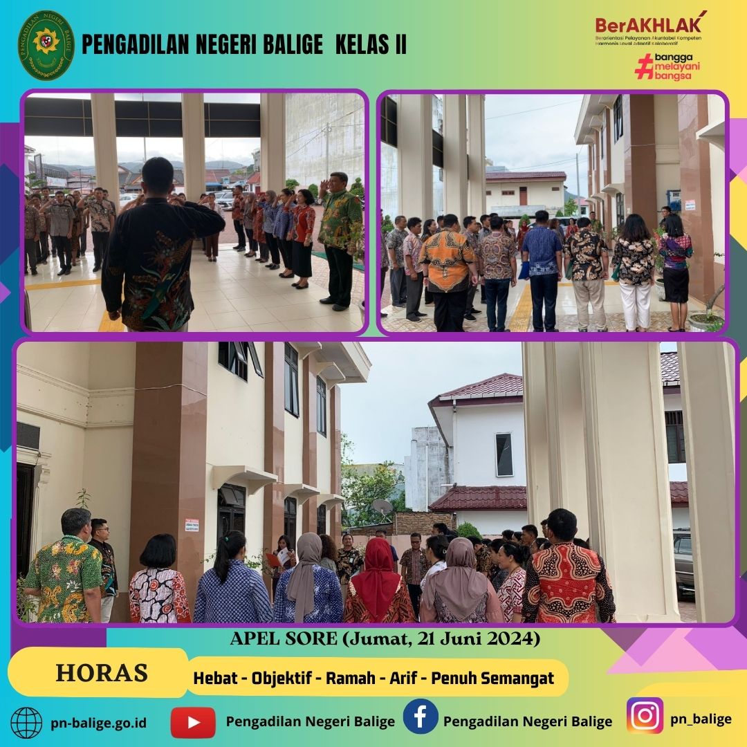 APEL SORE PENGADILAN NEGERI BALIGE PADA HARI JUMAT , 21 JUNI 2024 APEL SORE PENGADILAN NEGERI BALIGE PADA HARI JUMAT , 21 JUNI 2024
